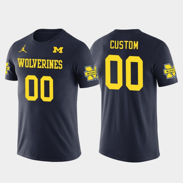 University of Michigan #00 Men's Customized T-Shirts Navy Cotton Football Future Stars College